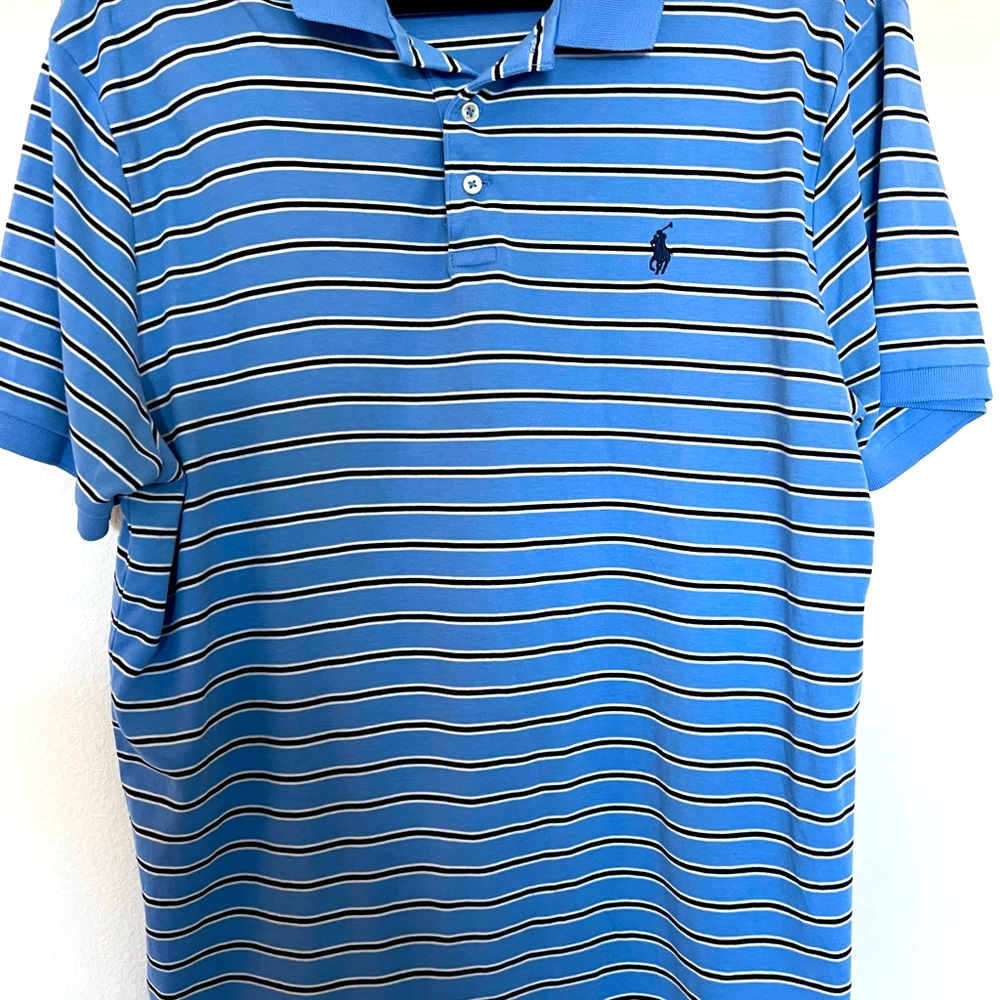 Men’s Ralph Lauren XL blue striped Polo shirt, custom slim fit